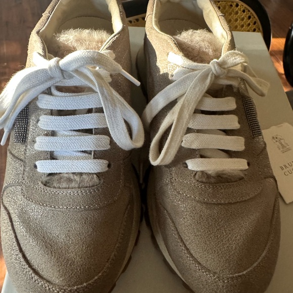 Brunello Cucinelli Tan and White Sneakers - Picture 11 of 16
